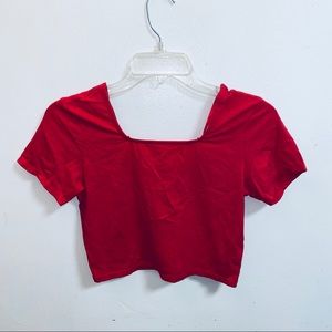 NEW square neck red crop top tshirt